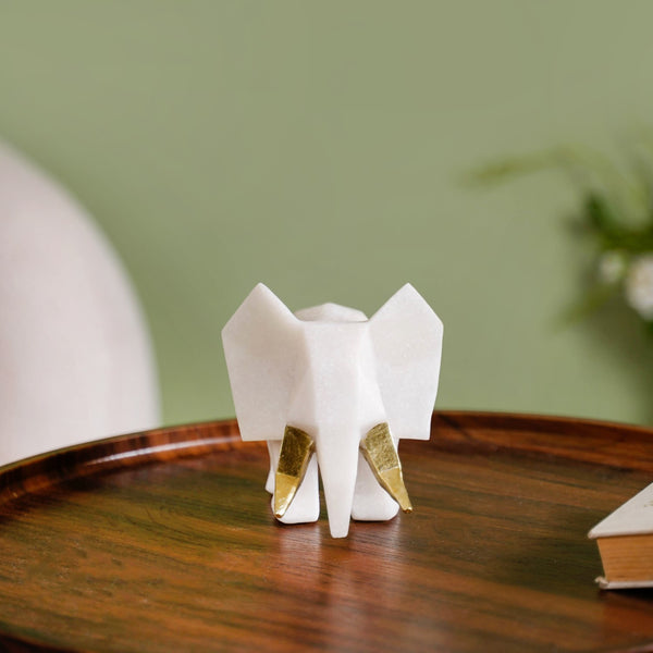 Marble Finish Elephant Sculpture Small