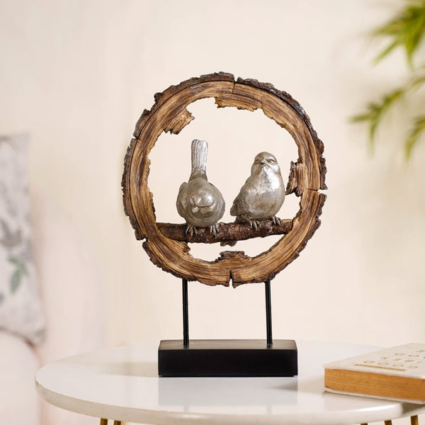 Sitting Birds Resin Sculpture For Home Decor