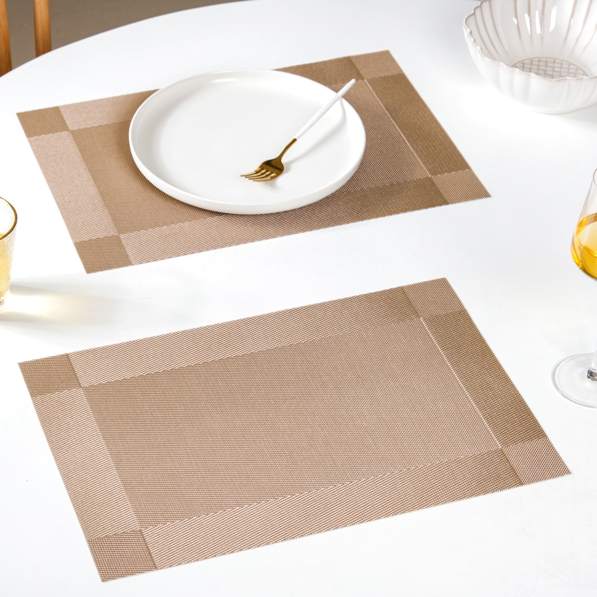 Reversible PVC Dining Table Mat Bronze Set Of 6 Online - Premium Table ...