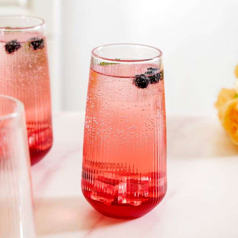 Ribbed Tall Glass Set Of 4 500ml