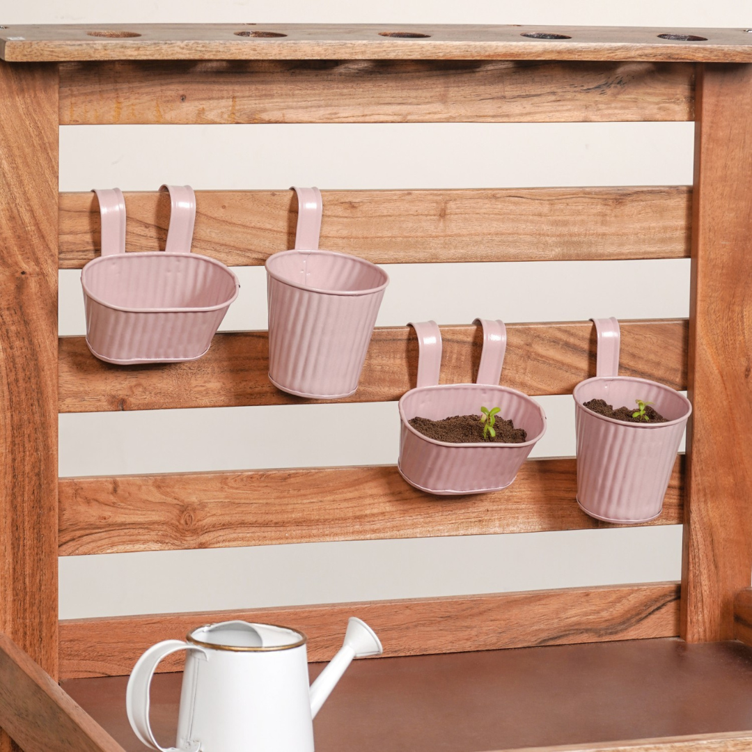 Pink Miniature Hanging Planter Set Of 4