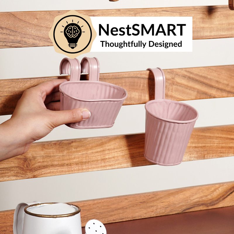 Ribbed Mini Hanging Planter Set Of 4 Pink