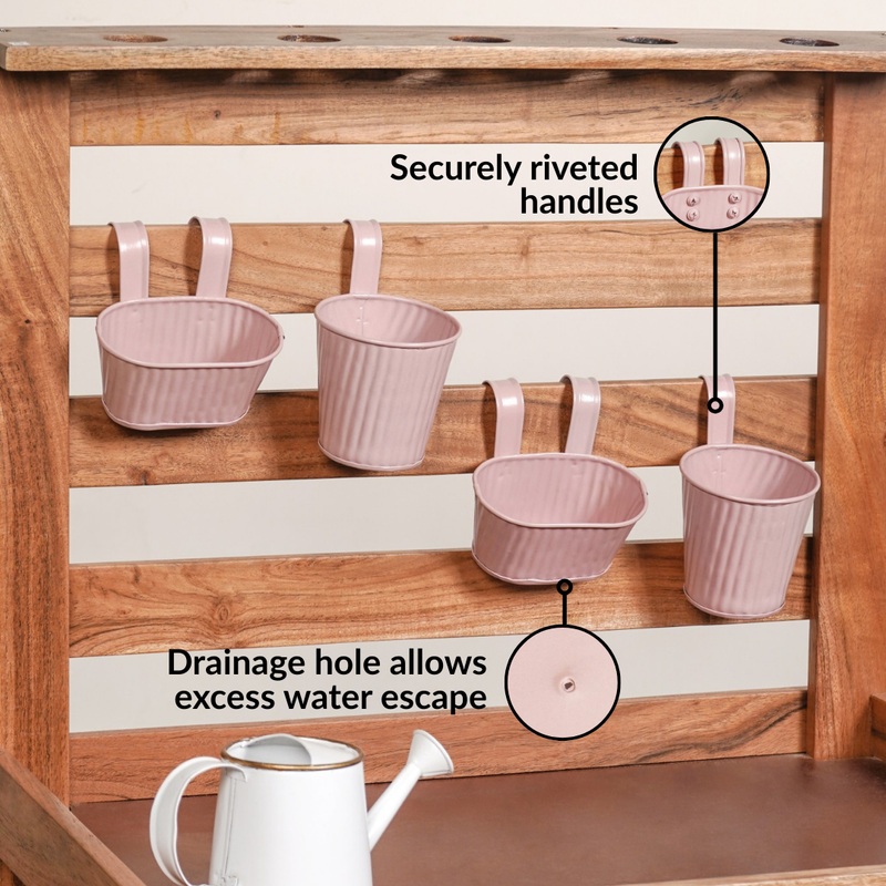 Ribbed Mini Hanging Planter Set Of 4 Pink