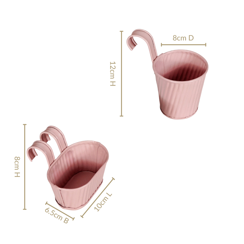 Ribbed Mini Hanging Planter Set Of 4 Pink