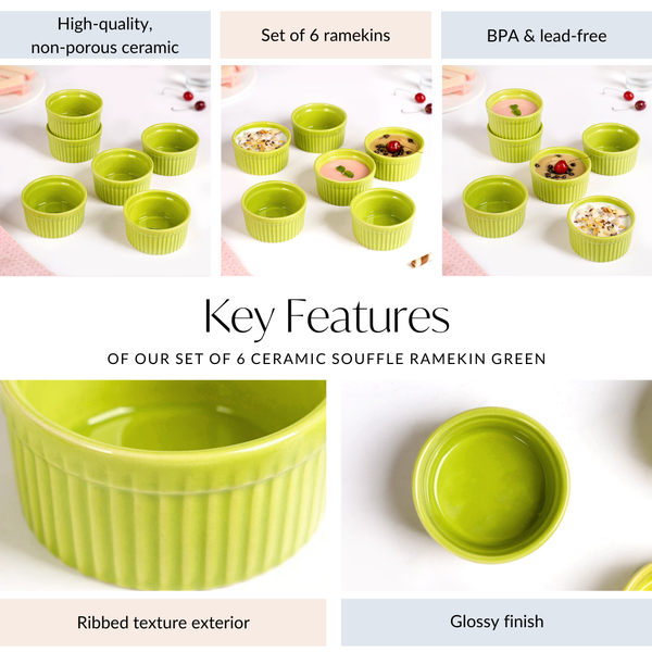 Souffle Ramekin Set Of 6 Green 150ml