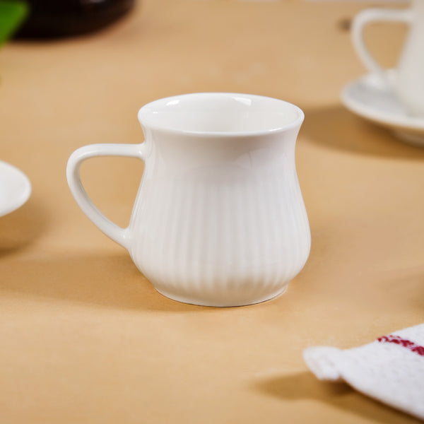 Ribbed Ceramic Cup With Saucer Set Of 2 100ml