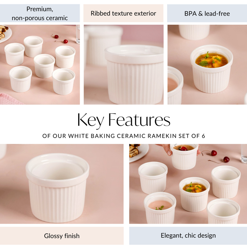 White Baking Ceramic Ramekin Set Of 6