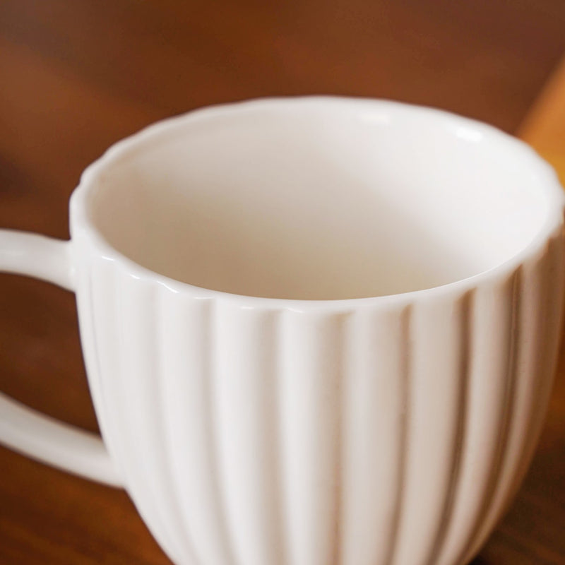 Ribbed White Cup And Stand Set Of 5 200ml