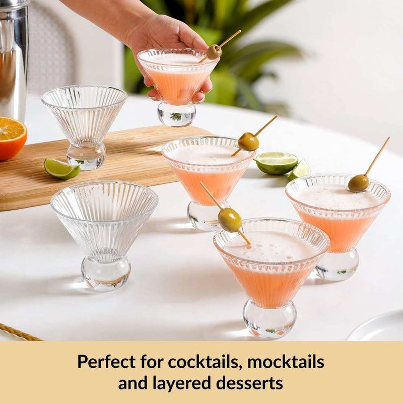 Ridged Cocktail Glass Set Of 6 180ml