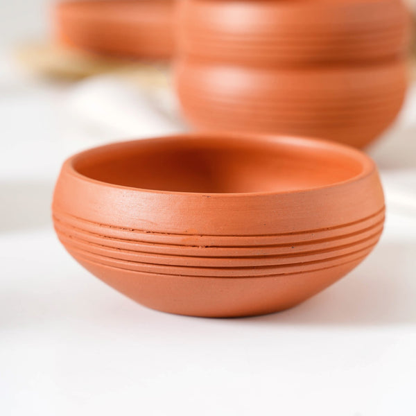 Ring Engraved Terracotta Dessert Bowls Set Of 4 250ml