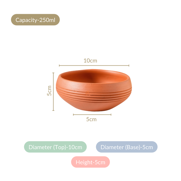 Ring Engraved Terracotta Dessert Bowls Set Of 4 250ml