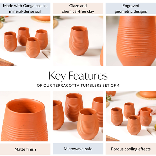 Ring Textured Terracotta Tumblers Set Of 4 400ml