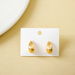 Rippled Waterdrop Gold Statement Earrings