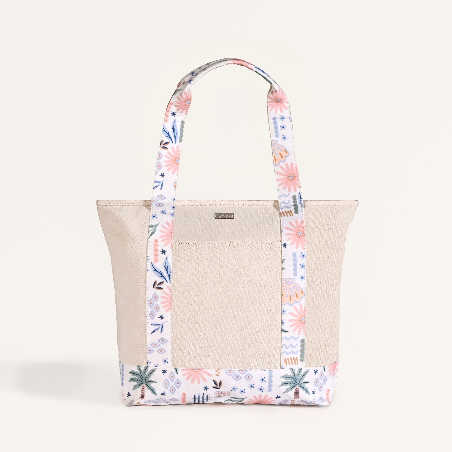 Beach Please Large Canvas Zipper Tote Bag