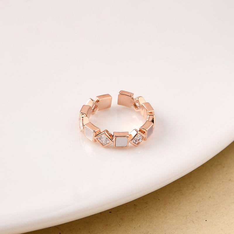 Squared In Sparkle Rose Gold Ring