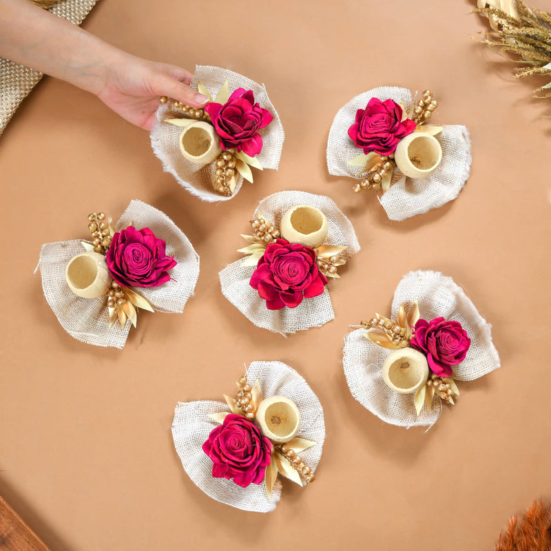 Queen Pink Rose Decorative Flower Set of 6