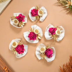 Queen Pink Rose Decorative Flower Set of 6