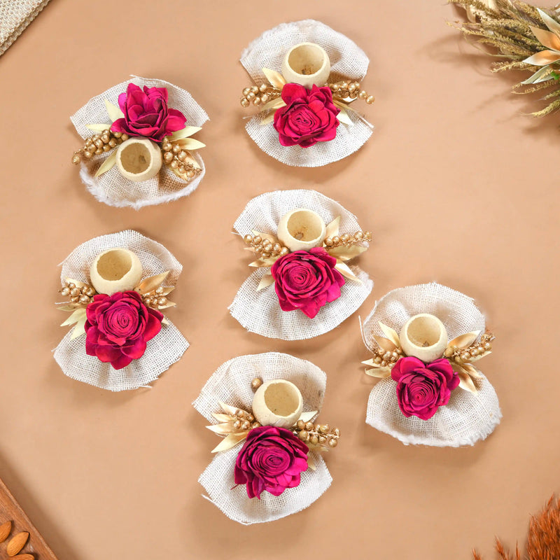 Queen Pink Rose Decorative Flower Set of 6