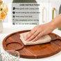 Platterazzi Round Acacia Platter Tray With Floral Bowl Set Of 3