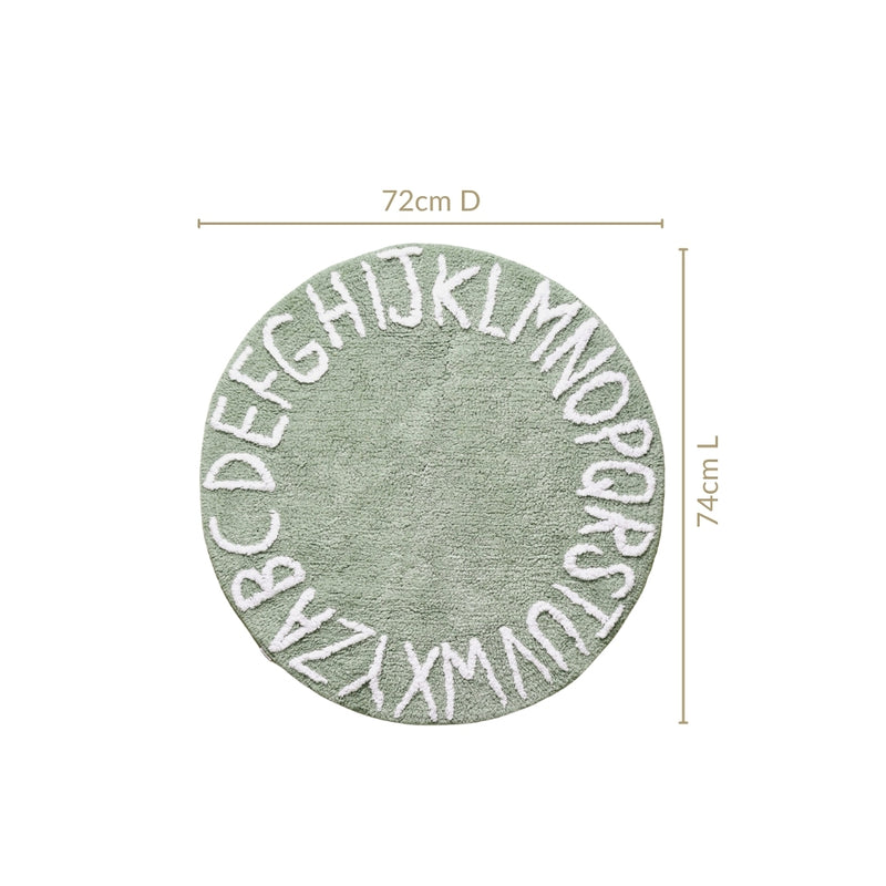 Alphabets Round Cotton Anti Slip Kids Floor Mat 74x72cm