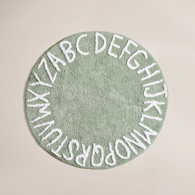 Alphabets Round Cotton Anti Slip Kids Floor Mat 74x72cm