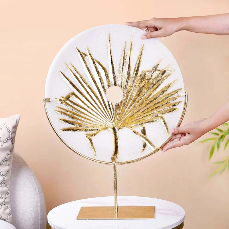 Palm Leaf Resin Disc Luxe Table Decor