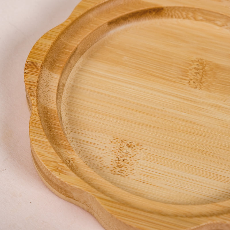 Round Wooden Butter Dish With Fluted Texture Ceramic Lid