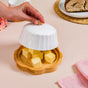 Round Wooden Butter Dish With Fluted Texture Ceramic Lid