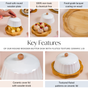 Round Wooden Butter Dish With Fluted Texture Ceramic Lid