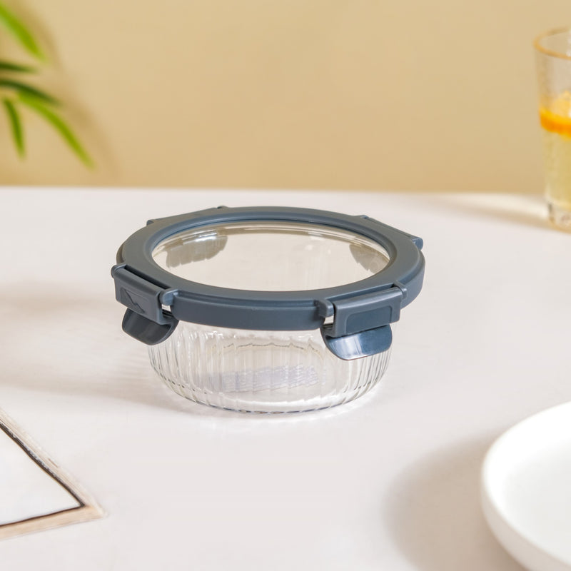 Small Airtight Glass Storage Containers Set Of 2 Fluted 400ml