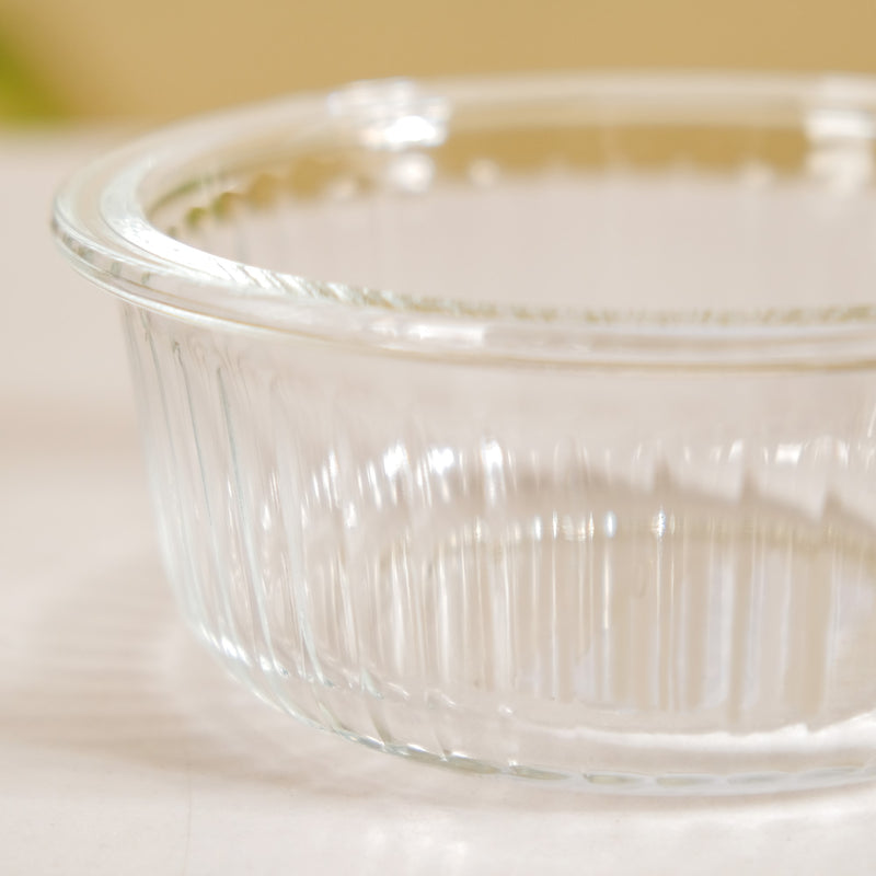 Small Airtight Glass Storage Containers Set Of 2 Fluted 400ml