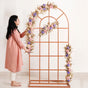 Bronze Arch Window Metal Backdrop Frame With Decorations