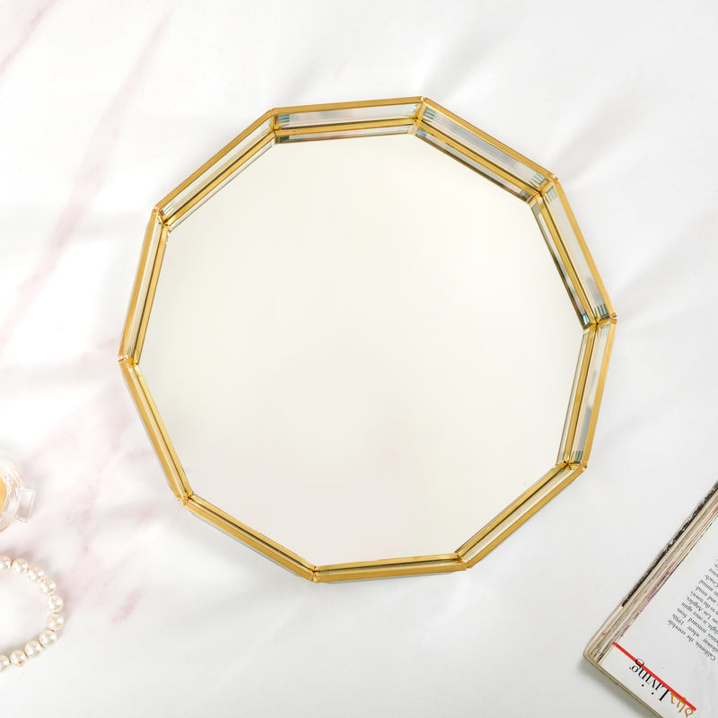 Crystal Glam Vanity Makeup Tray Large- Decagon Crystal Tray, Glam Vanity Tray, Large Makeup Tray, Crystal Vanity Tray
