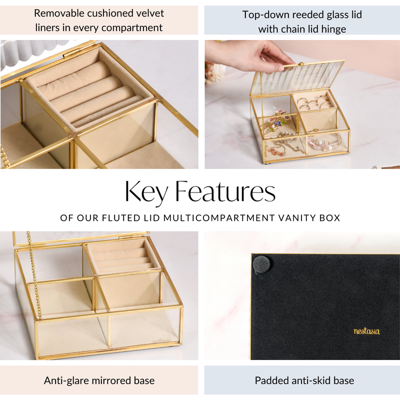 Fluted Lid Multicompartment Vanity Box