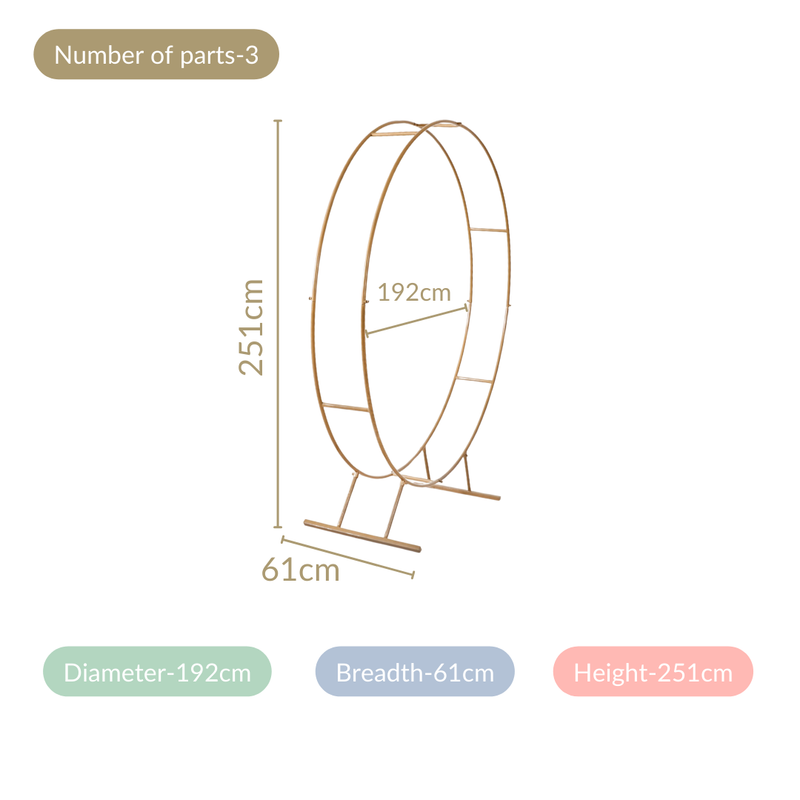 Gold Double Ring Backdrop Metal Frame For Party Decoration 99 Inch - Rings Backdrop, Metal Frame for Decor, Party Backdrop Frame, Decorative Frame