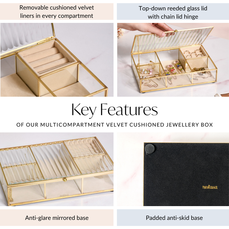 Multicompartment Velvet Cushioned Jewellery Box