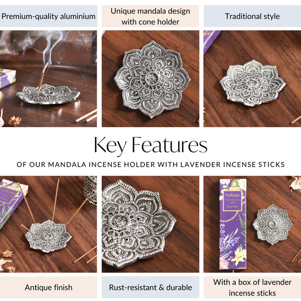 Mandala Incense Holder With Lavender Incense Sticks