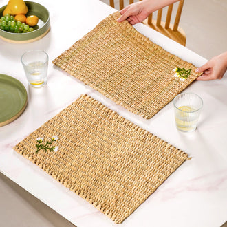 Handwoven Rectangular Kauna Table Mat Set Of 2