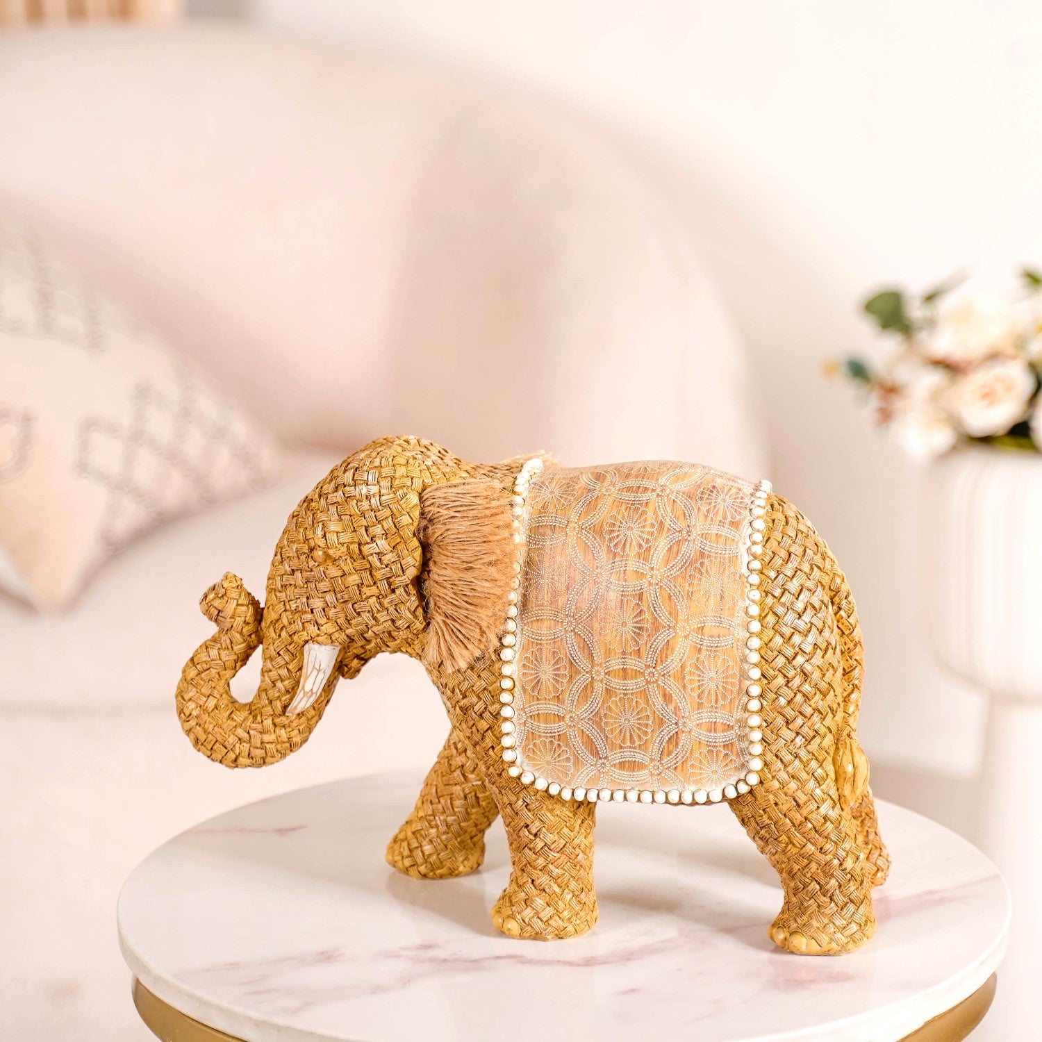 Rustic Elephant Decor Showpiece Beige Online Premium Decor