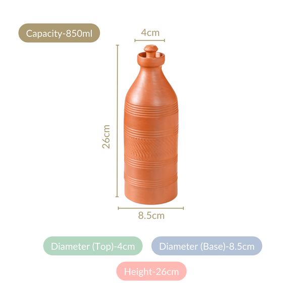 Earthen Clay Water Bottle 850ml