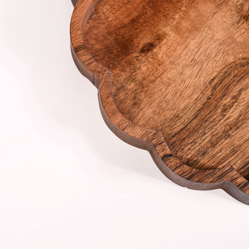Rustic Scalloped Acacia Serving Tray