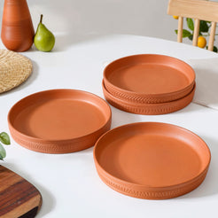 Set Of 4 Terracotta Dinner Plates - Dinner plates, terracotta plates, round plates, dinner plate set