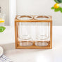 Rustic Wooden Cutlery Stand With Glass Holders
