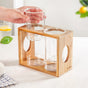 Rustic Wooden Cutlery Stand With Glass Holders