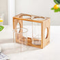 Rustic Wooden Cutlery Stand With Glass Holders