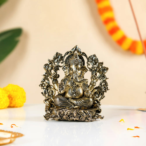 Sacred Chaturbhuj Ganesha Pure Brass Idol With Gift Box 10cm