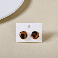 Safari Animal Print Brown Studs