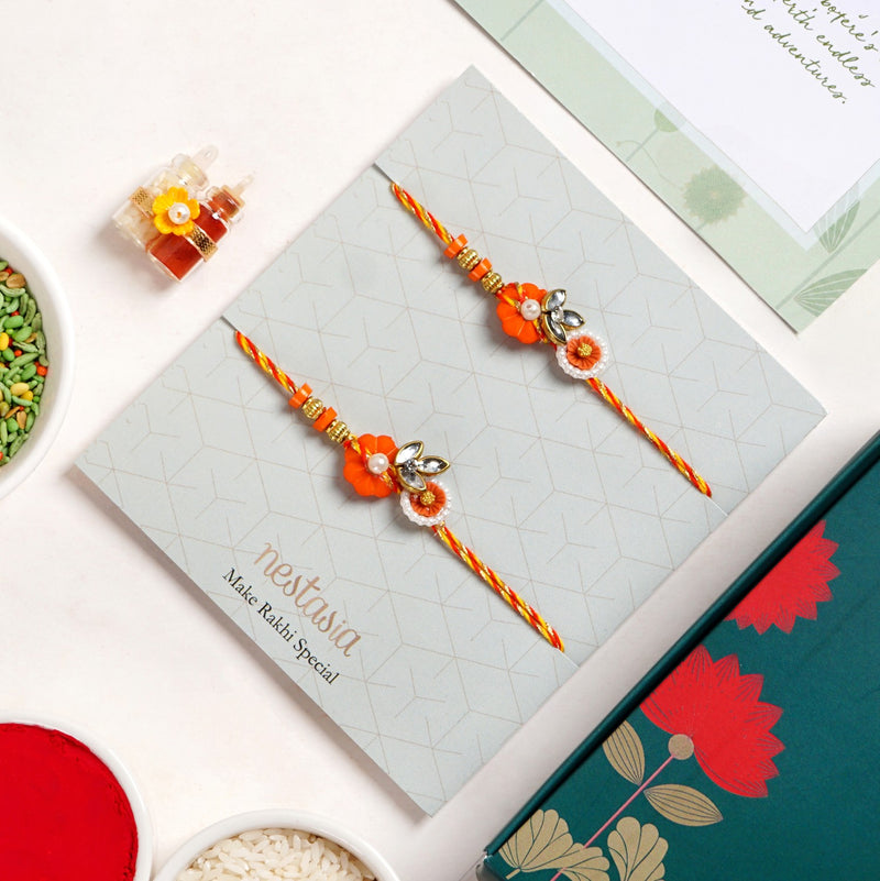 Saffron Petal Rakhi Gift Set