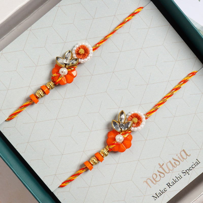 Saffron Petal Rakhi Gift Set
