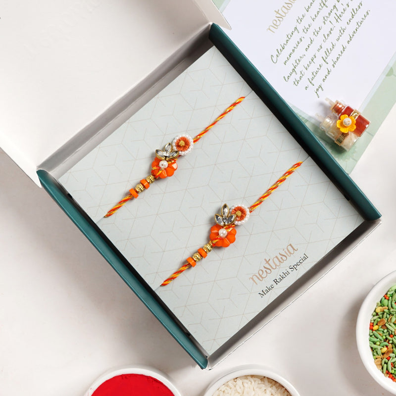 Saffron Petal Rakhi Gift Set